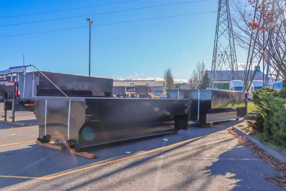 Roll-off dumpster ready for waste disposal at job site for Roll Off Dumpster Rental in St. Marys